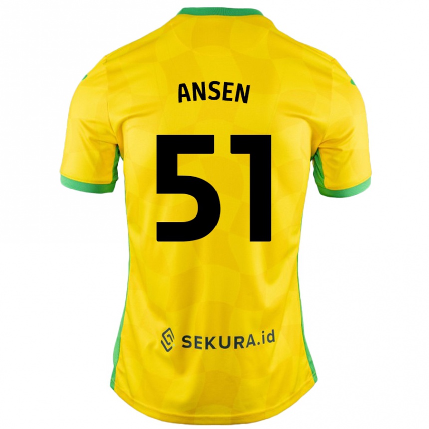 Kids Football Caleb Ansen #51 Yellow Green Home Jersey 2024/25 T-Shirt Australia