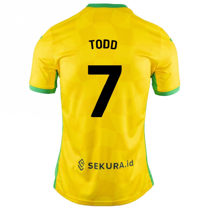 Kids Football Megan Todd #7 Yellow Green Home Jersey 2024/25 T-Shirt Australia