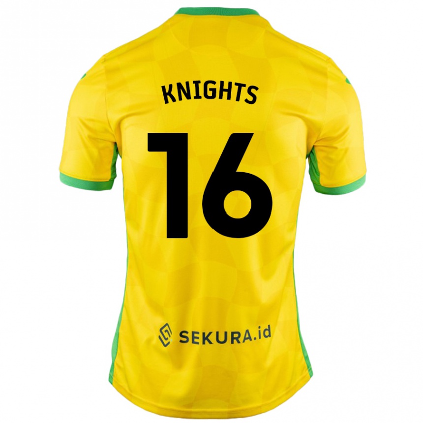 Kids Football Katie Knights #16 Yellow Green Home Jersey 2024/25 T-Shirt Australia