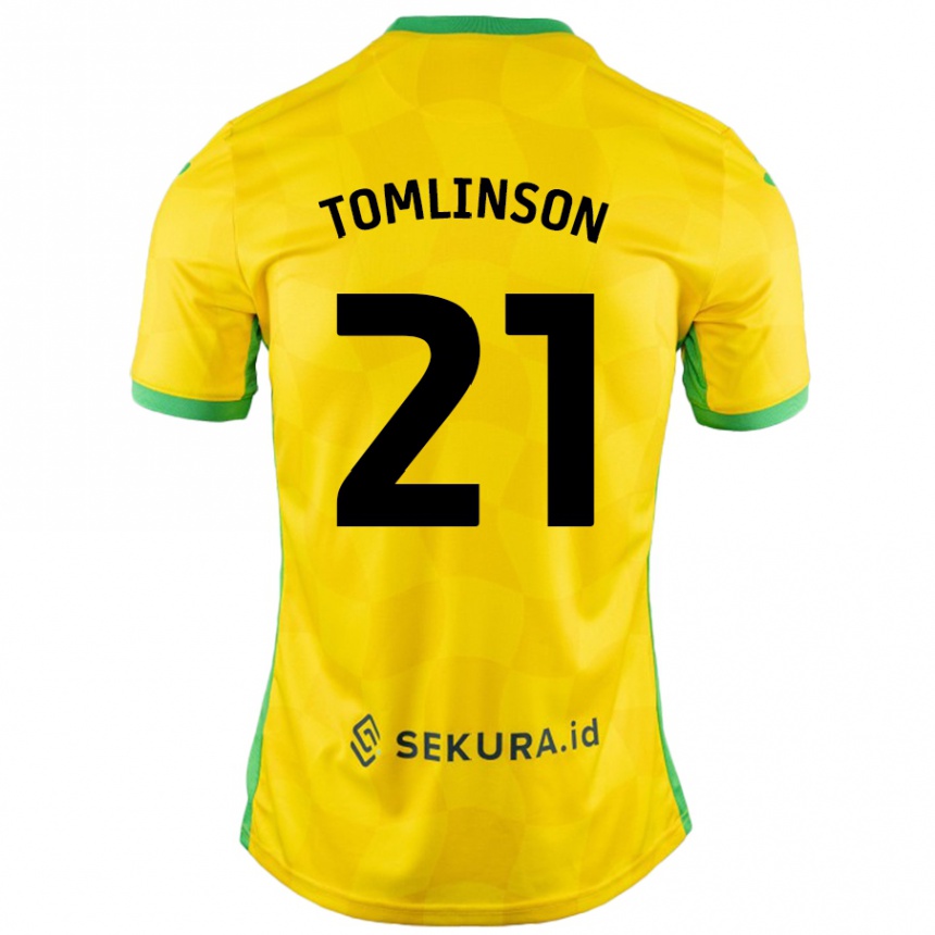 Kids Football Lauren Tomlinson #21 Yellow Green Home Jersey 2024/25 T-Shirt Australia