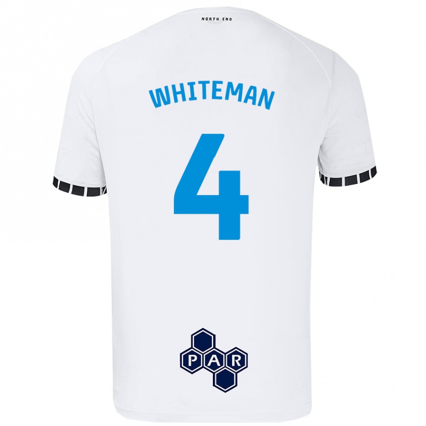 Kids Football Ben Whiteman #4 White Home Jersey 2024/25 T-Shirt Australia