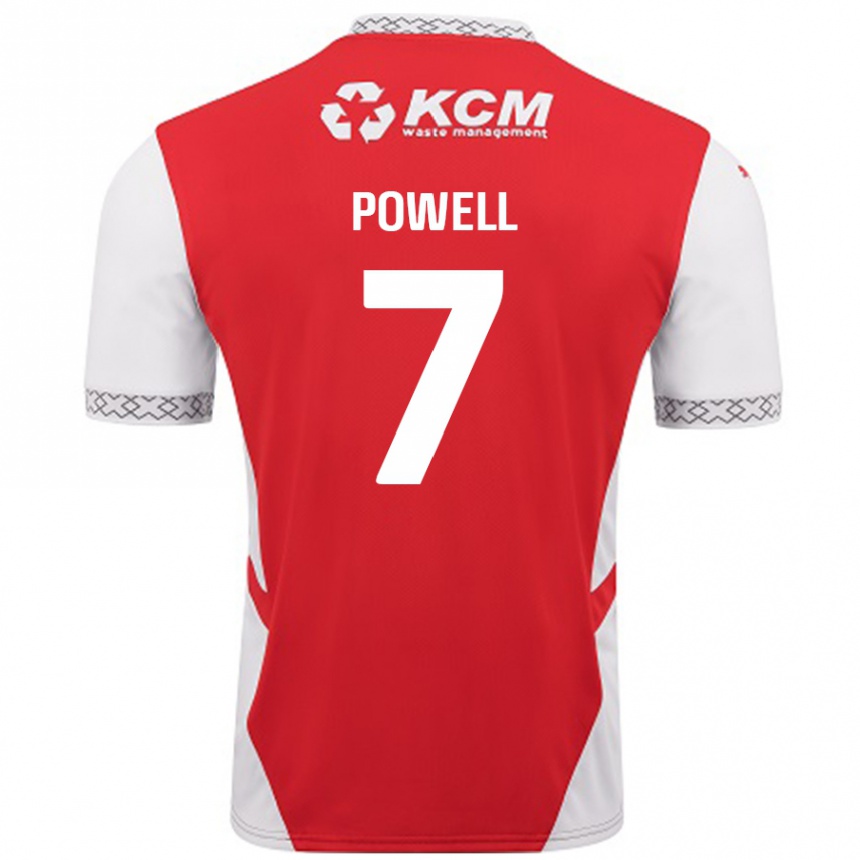 Kids Football Joe Powell #7 Red White Home Jersey 2024/25 T-Shirt Australia