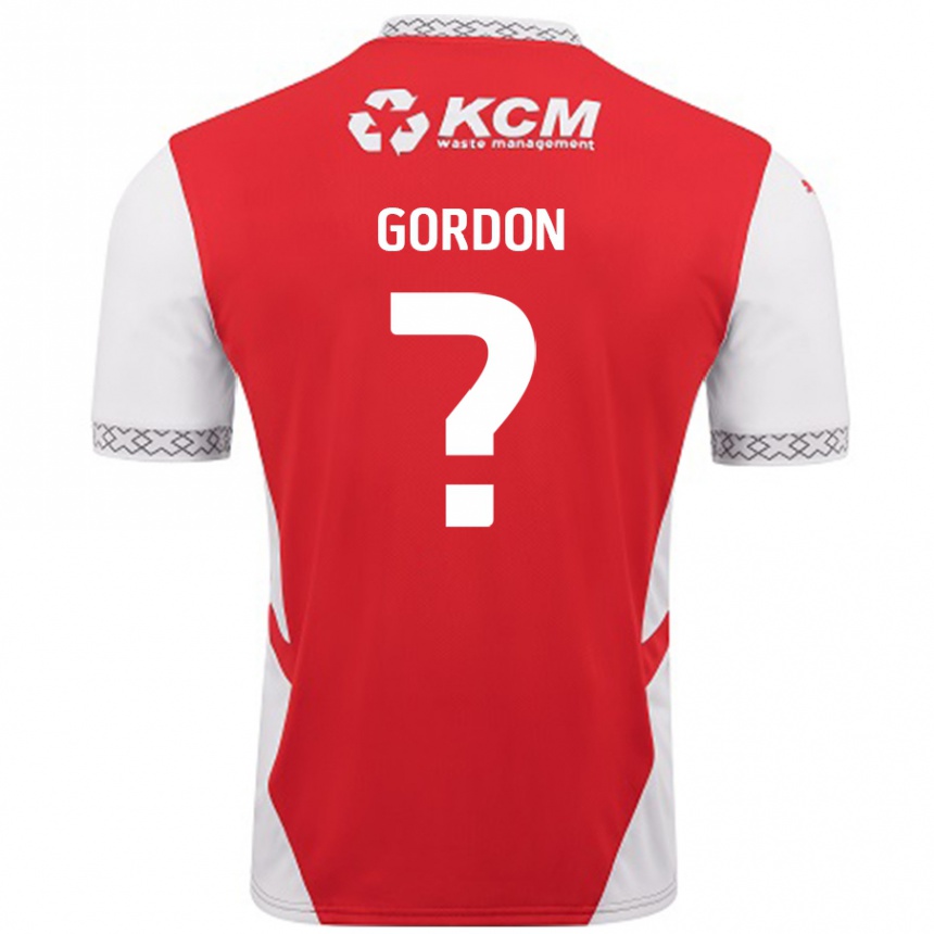 Kids Football Owain Gordon #0 Red White Home Jersey 2024/25 T-Shirt Australia