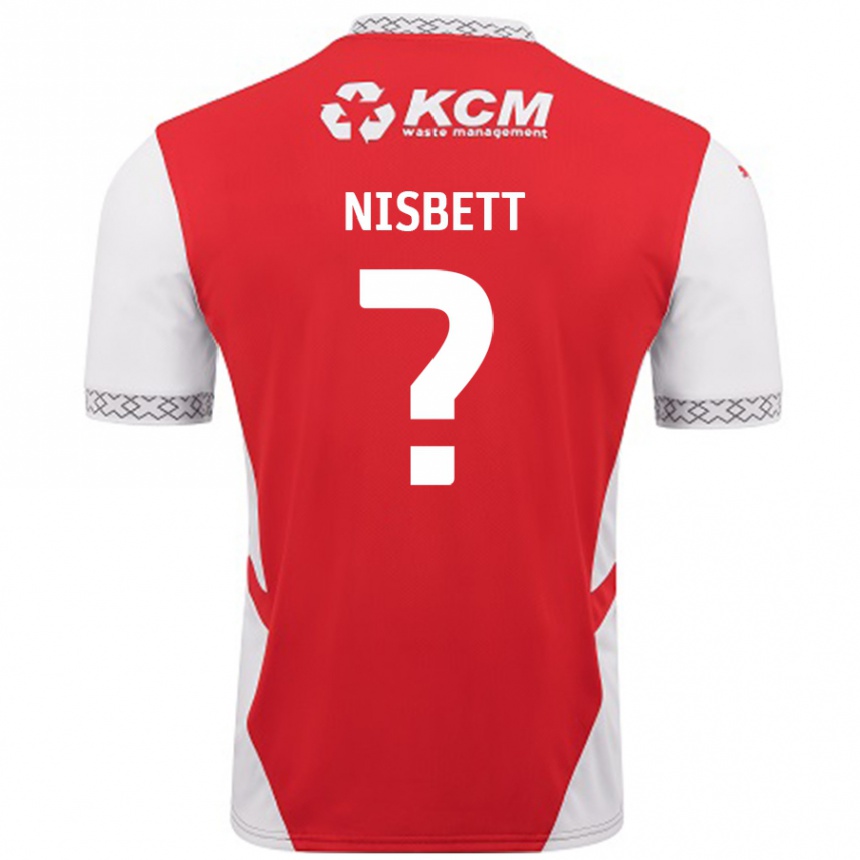 Kids Football Kanye Nisbett #0 Red White Home Jersey 2024/25 T-Shirt Australia