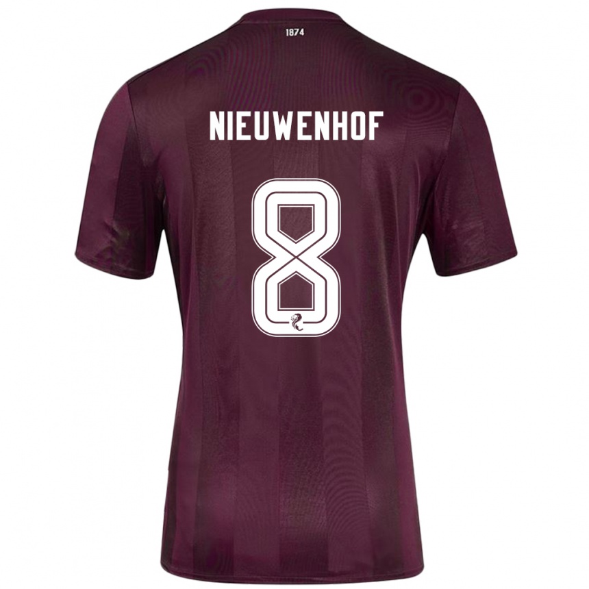 Kids Football Calem Nieuwenhof #8 Burgundy Home Jersey 2024/25 T-Shirt Australia