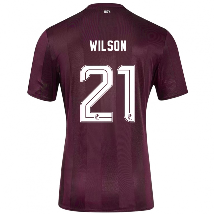 Kids Football James Wilson #21 Burgundy Home Jersey 2024/25 T-Shirt Australia