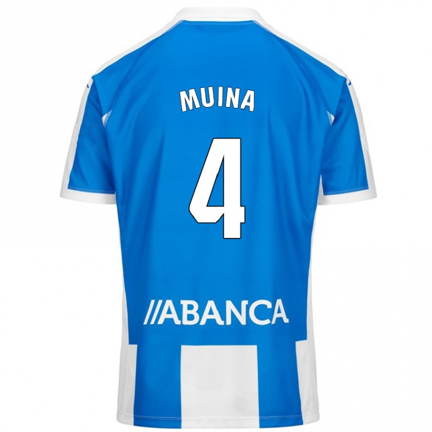 Kids Football Henar Muiña #4 Blue White Home Jersey 2024/25 T-Shirt Australia