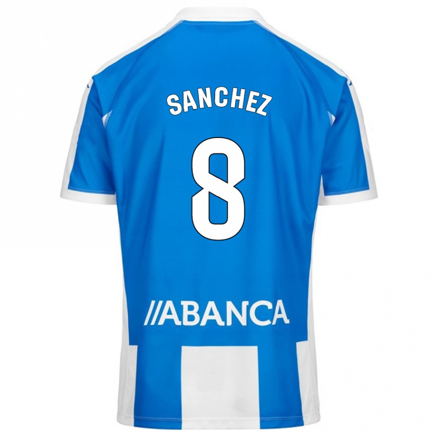 Kids Football Carlota Sánchez #8 Blue White Home Jersey 2024/25 T-Shirt Australia