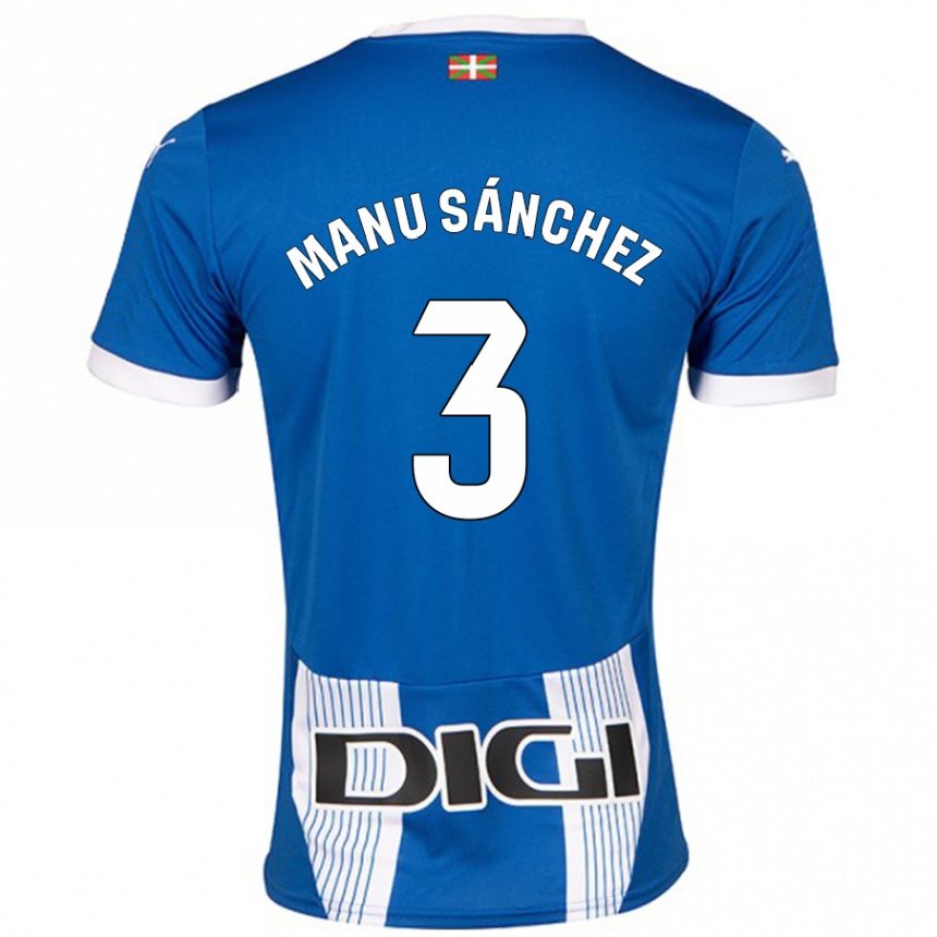 Kids Football Manu Sanchez #3 Blue Home Jersey 2024/25 T-Shirt Australia