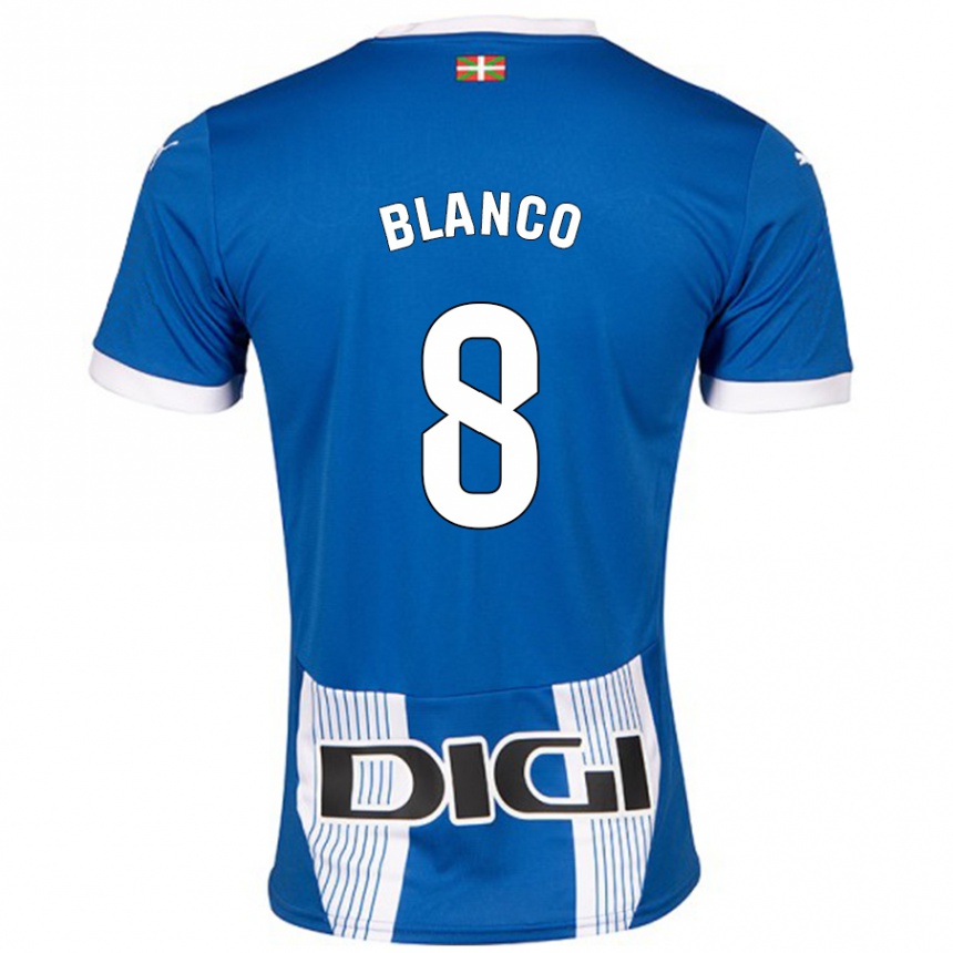 Kids Football Antonio Blanco #8 Blue Home Jersey 2024/25 T-Shirt Australia