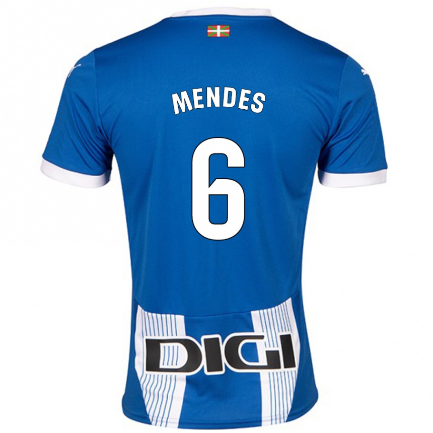 Kids Football Tomás Mendes #6 Blue Home Jersey 2024/25 T-Shirt Australia