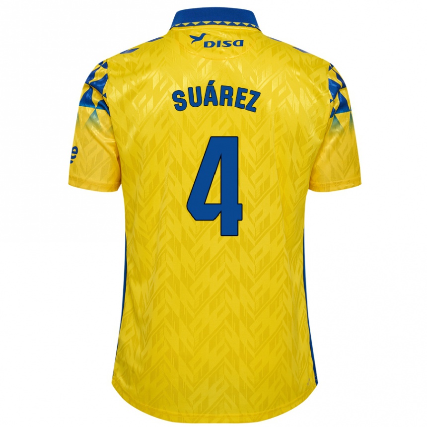 Kids Football Alex Suárez #4 Yellow Blue Home Jersey 2024/25 T-Shirt Australia