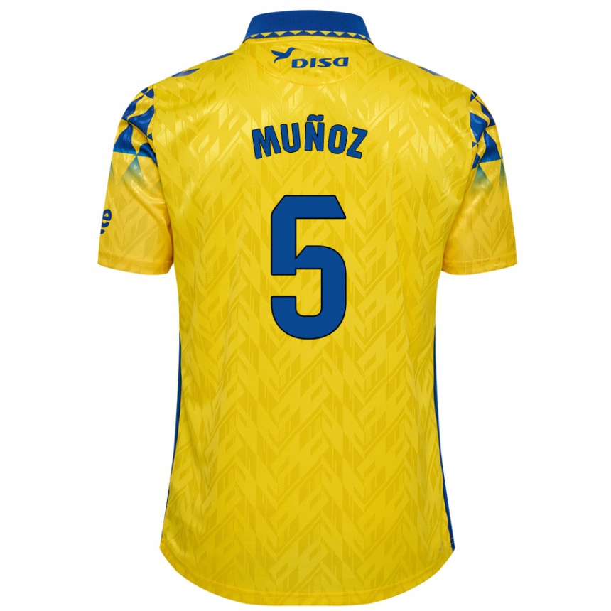 Kids Football Javi Muñoz #5 Yellow Blue Home Jersey 2024/25 T-Shirt Australia