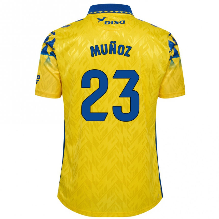 Kids Football Álex Muñoz #23 Yellow Blue Home Jersey 2024/25 T-Shirt Australia