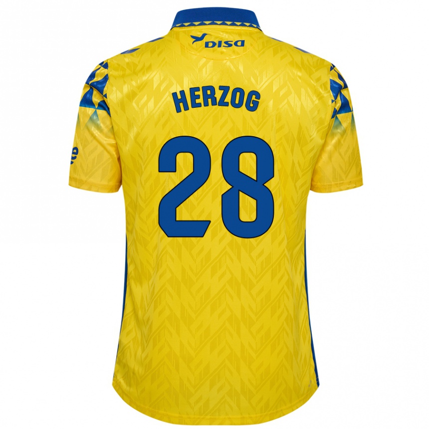 Kids Football Juanma Herzog #28 Yellow Blue Home Jersey 2024/25 T-Shirt Australia