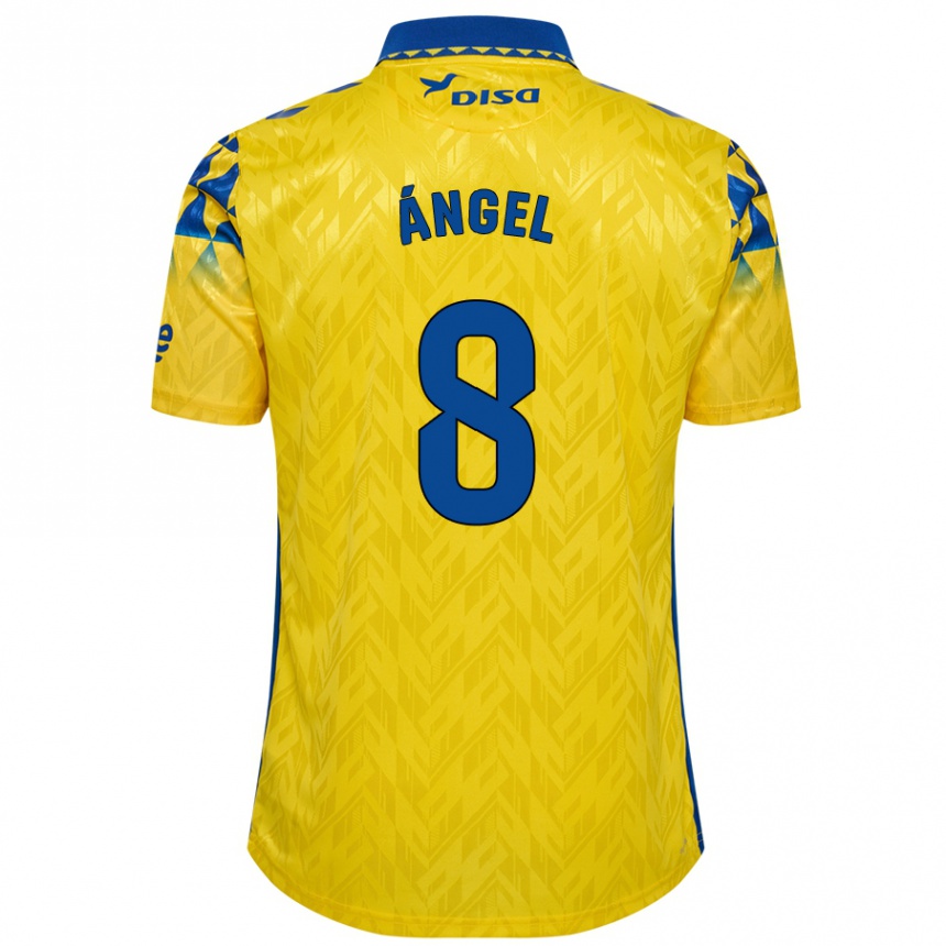 Kids Football José Ángel #8 Yellow Blue Home Jersey 2024/25 T-Shirt Australia