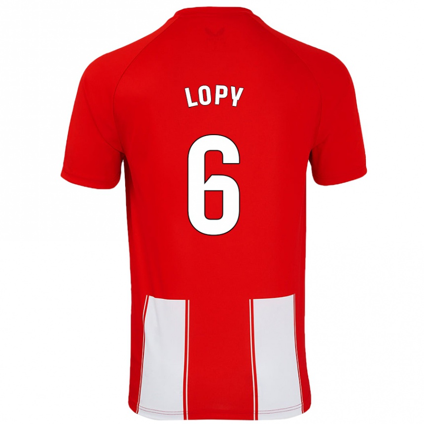 Kids Football Dion Lopy #6 Red White Home Jersey 2024/25 T-Shirt Australia