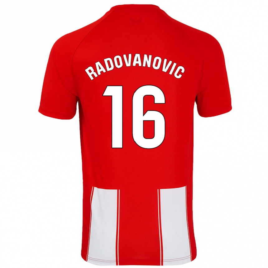 Kids Football Aleksandar Radovanovic #16 Red White Home Jersey 2024/25 T-Shirt Australia