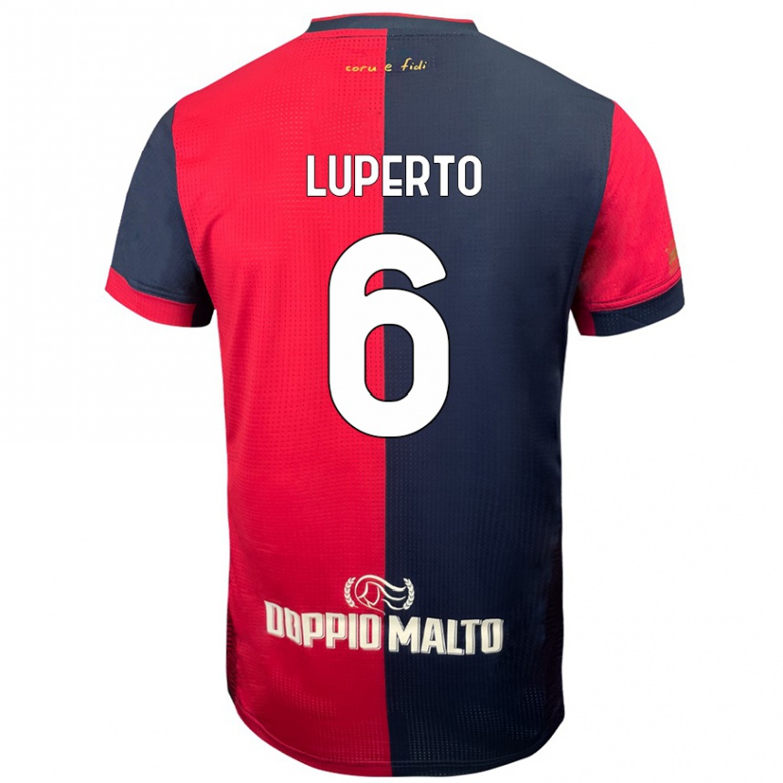 Kids Football Sebastiano Luperto #6 Red Darker Blue Home Jersey 2024/25 T-Shirt Australia