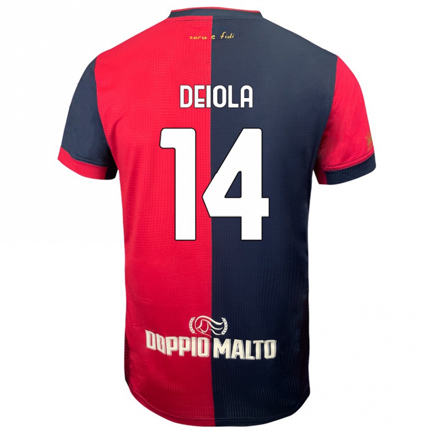 Kids Football Alessandro Deiola #14 Red Darker Blue Home Jersey 2024/25 T-Shirt Australia