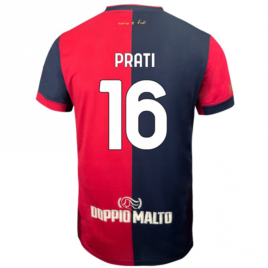 Kids Football Matteo Prati #16 Red Darker Blue Home Jersey 2024/25 T-Shirt Australia