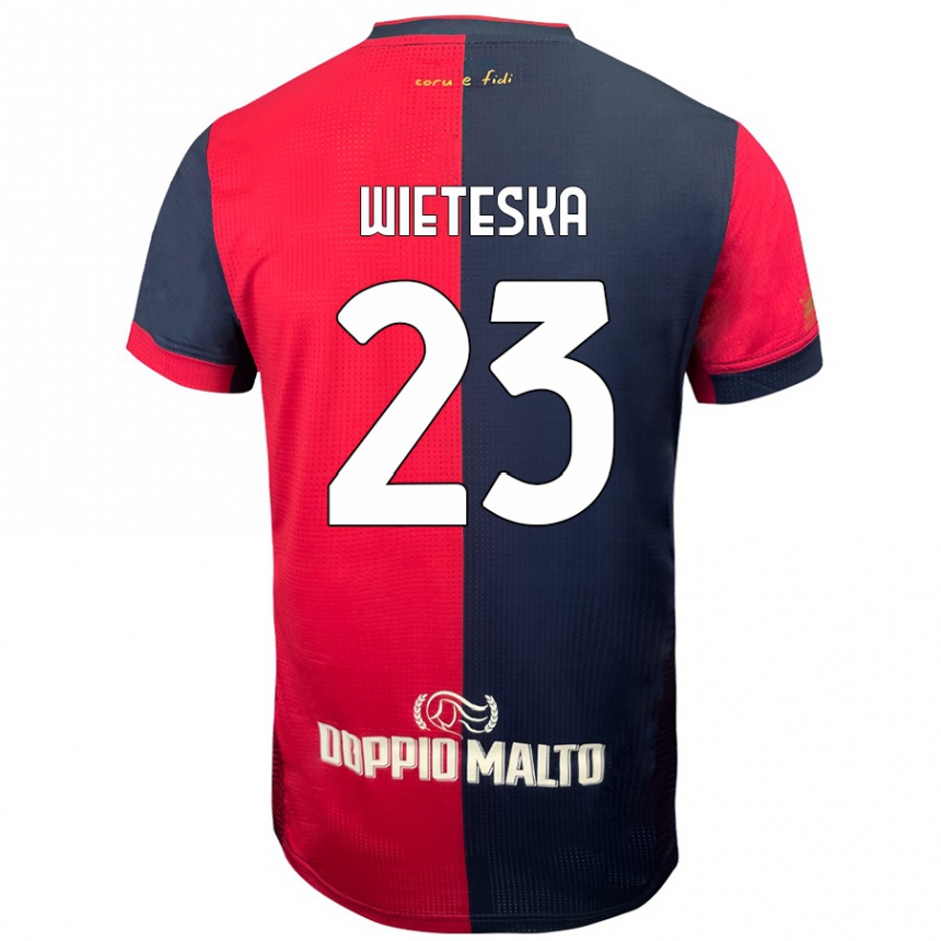 Kids Football Mateusz Wieteska #23 Red Darker Blue Home Jersey 2024/25 T-Shirt Australia