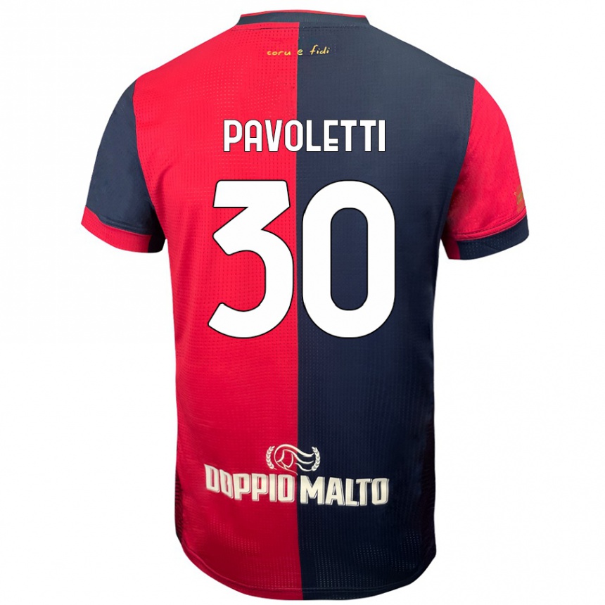 Kids Football Leonardo Pavoletti #30 Red Darker Blue Home Jersey 2024/25 T-Shirt Australia