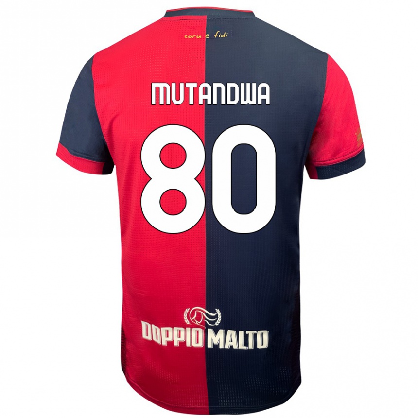 Kids Football Kingstone Mutandwa #80 Red Darker Blue Home Jersey 2024/25 T-Shirt Australia