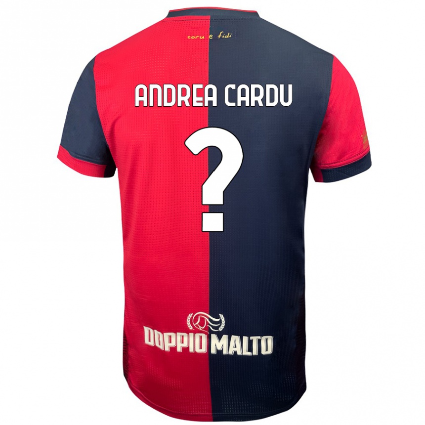 Kids Football Gian Andrea Cardu #0 Red Darker Blue Home Jersey 2024/25 T-Shirt Australia