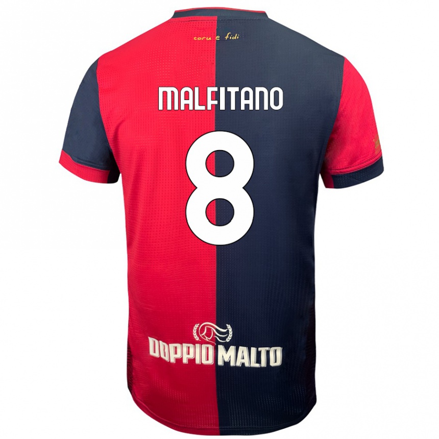 Kids Football Roberto Malfitano #8 Red Darker Blue Home Jersey 2024/25 T-Shirt Australia