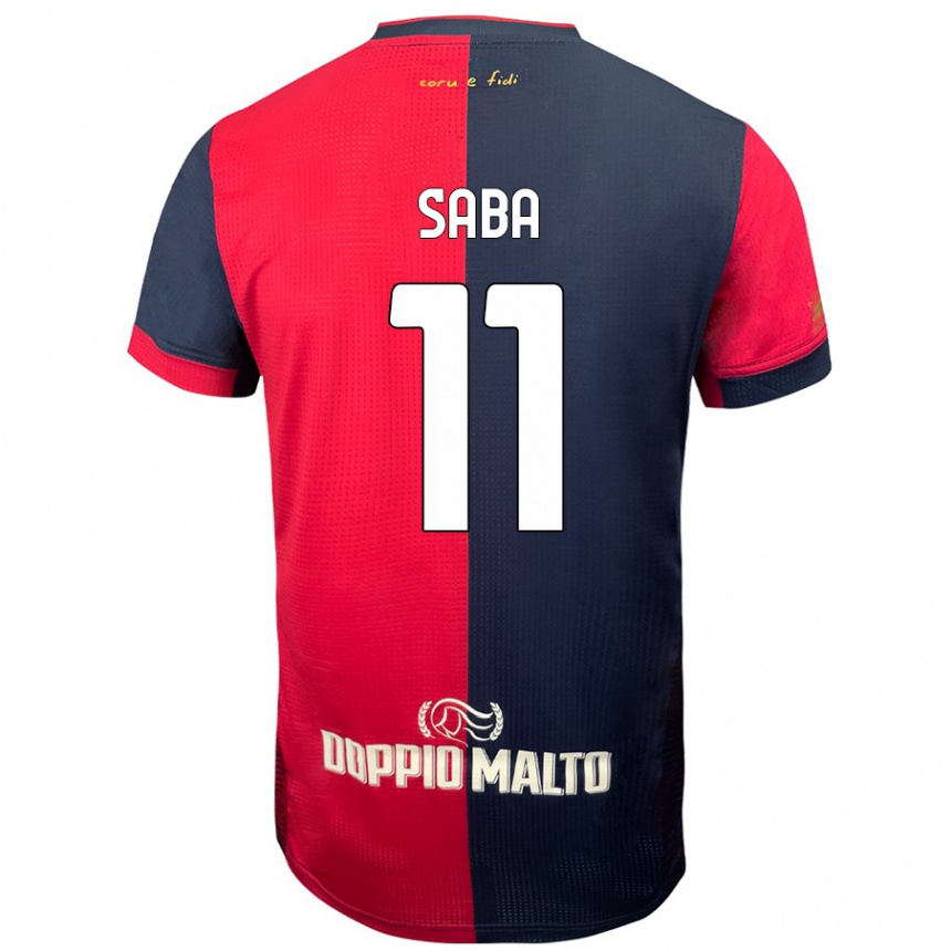 Kids Football Alessio Saba #11 Red Darker Blue Home Jersey 2024/25 T-Shirt Australia