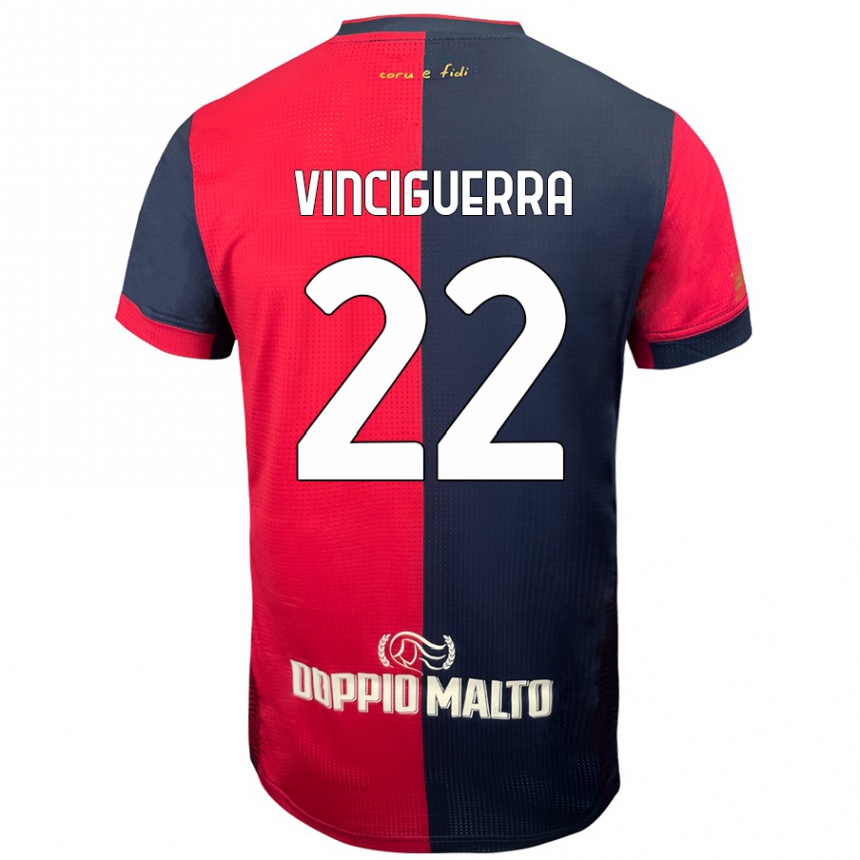 Kids Football Alessandro Vinciguerra #22 Red Darker Blue Home Jersey 2024/25 T-Shirt Australia