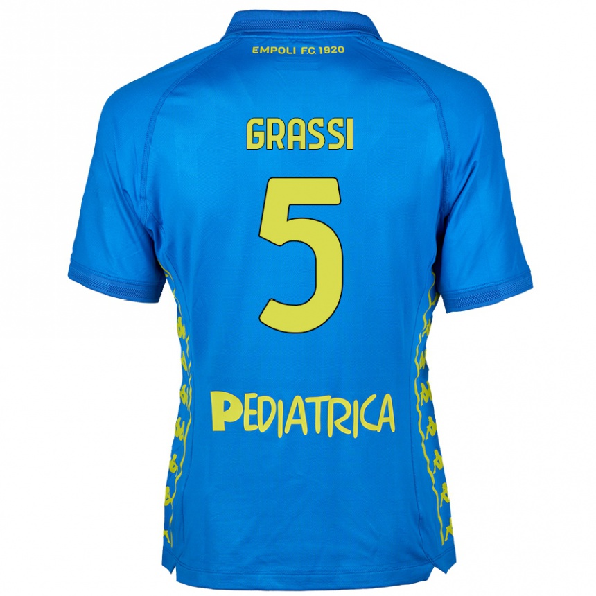 Kids Football Alberto Grassi #5 Blue Home Jersey 2024/25 T-Shirt Australia