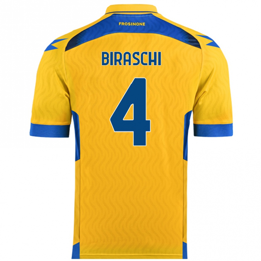 Kids Football Davide Biraschi #4 Yellow Home Jersey 2024/25 T-Shirt Australia