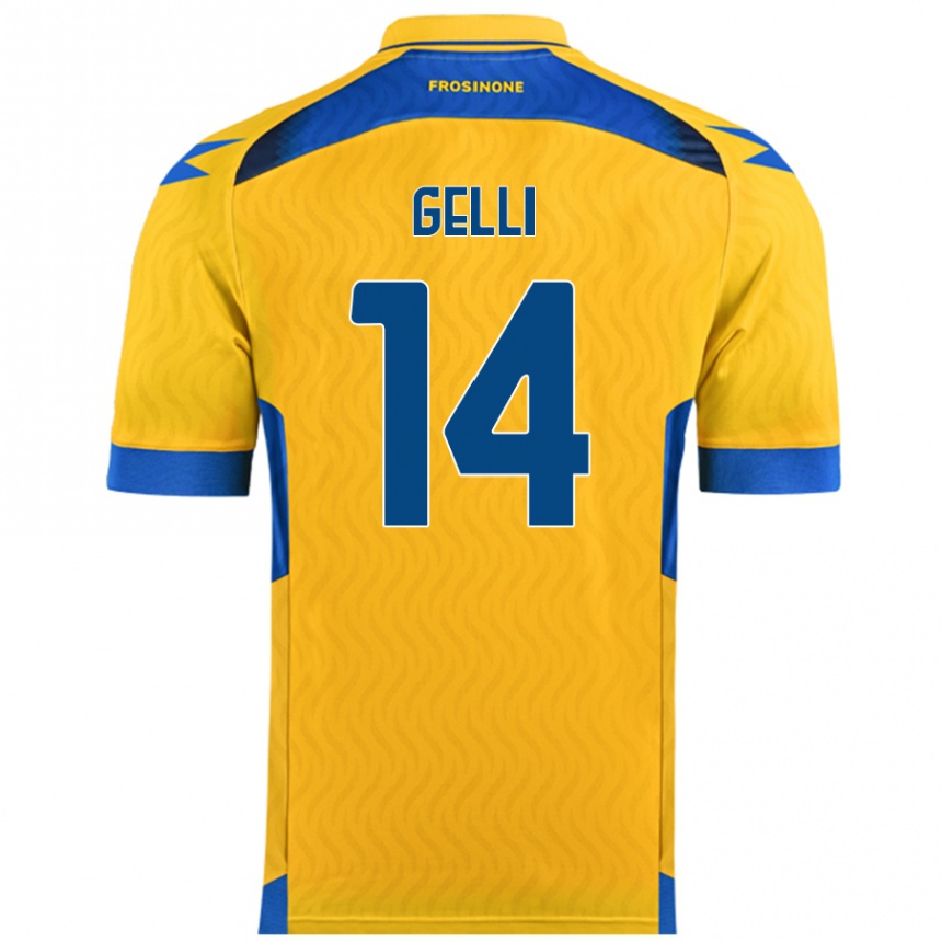 Kids Football Francesco Gelli #14 Yellow Home Jersey 2024/25 T-Shirt Australia