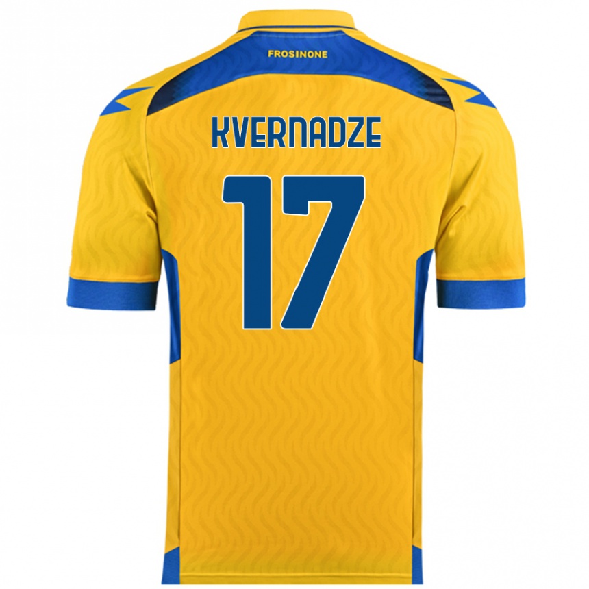 Kids Football Giorgi Kvernadze #17 Yellow Home Jersey 2024/25 T-Shirt Australia