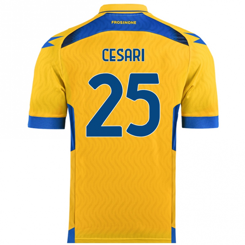 Kids Football Nicolò Cesari #25 Yellow Home Jersey 2024/25 T-Shirt Australia