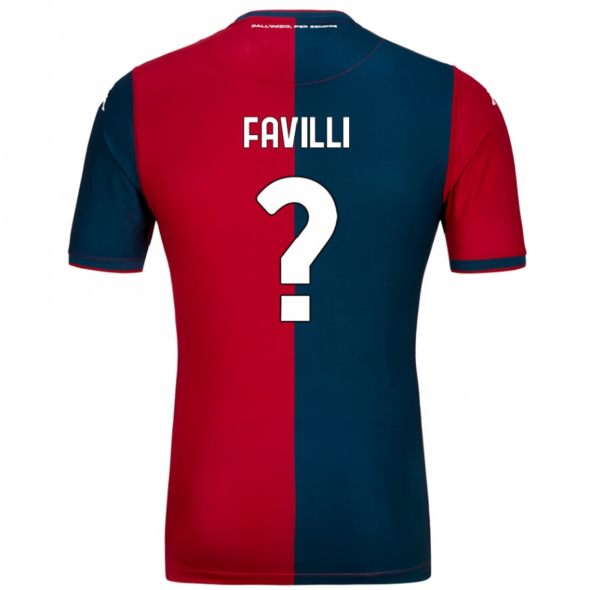 Kids Football Andrea Favilli #0 Red Dark Blue Home Jersey 2024/25 T-Shirt Australia