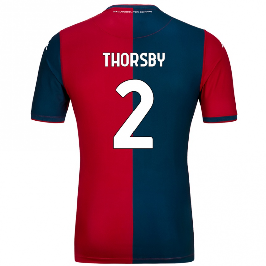 Kids Football Morten Thorsby #2 Red Dark Blue Home Jersey 2024/25 T-Shirt Australia