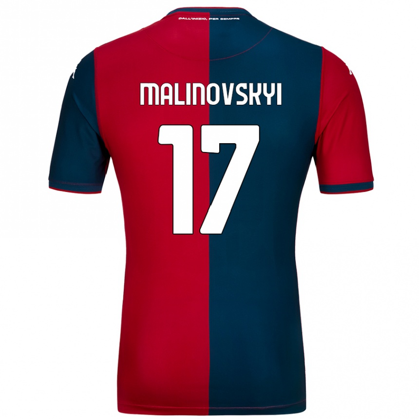 Kids Football Ruslan Malinovskyi #17 Red Dark Blue Home Jersey 2024/25 T-Shirt Australia