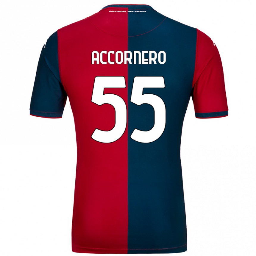 Kids Football Federico Accornero #55 Red Dark Blue Home Jersey 2024/25 T-Shirt Australia