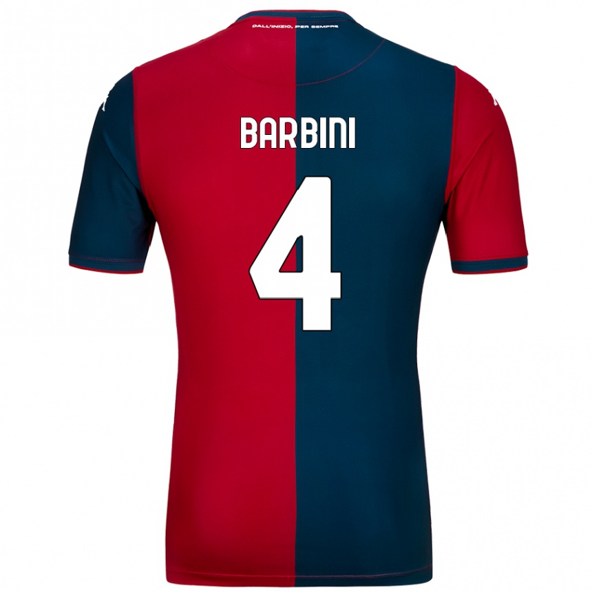 Kids Football Matteo Barbini #4 Red Dark Blue Home Jersey 2024/25 T-Shirt Australia