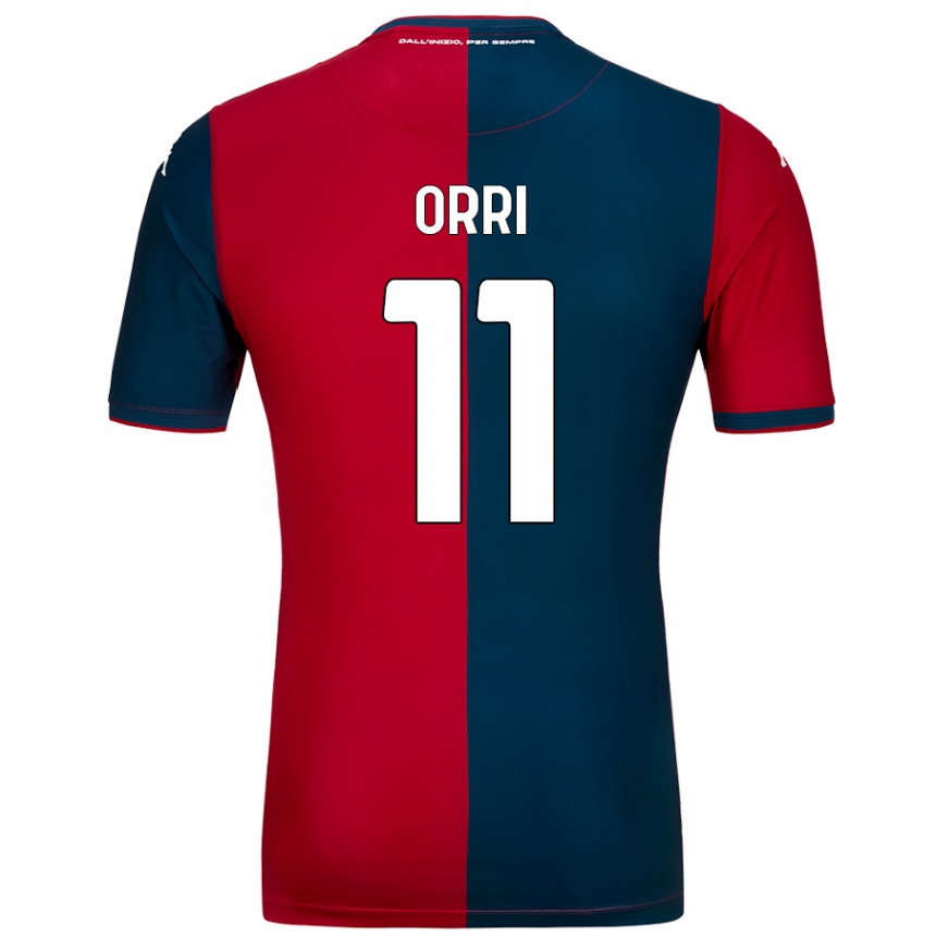 Kids Football Ágúst Orri Thorsteinsson #11 Red Dark Blue Home Jersey 2024/25 T-Shirt Australia