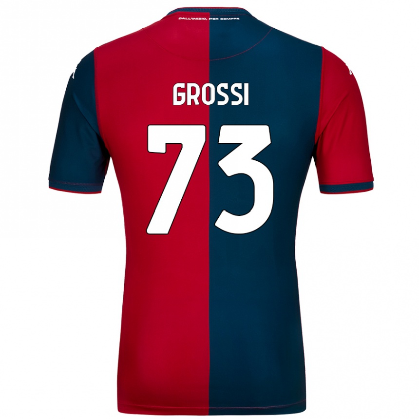 Kids Football Jacopo Grossi #73 Red Dark Blue Home Jersey 2024/25 T-Shirt Australia