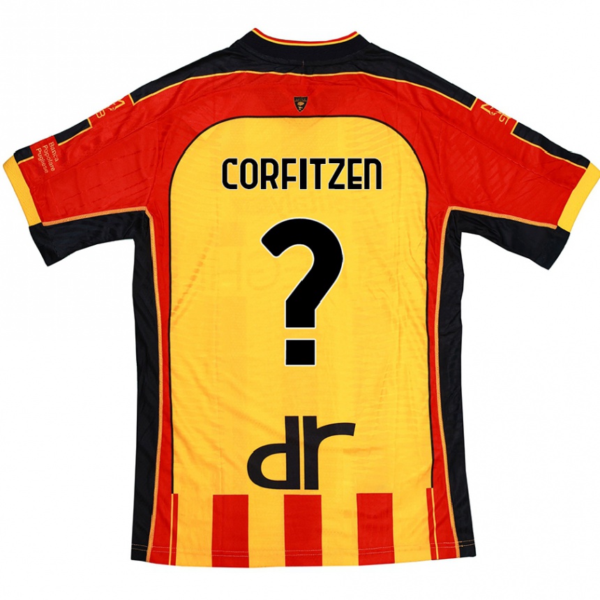 Kids Football Jeppe Corfitzen #0 Yellow Red Home Jersey 2024/25 T-Shirt Australia