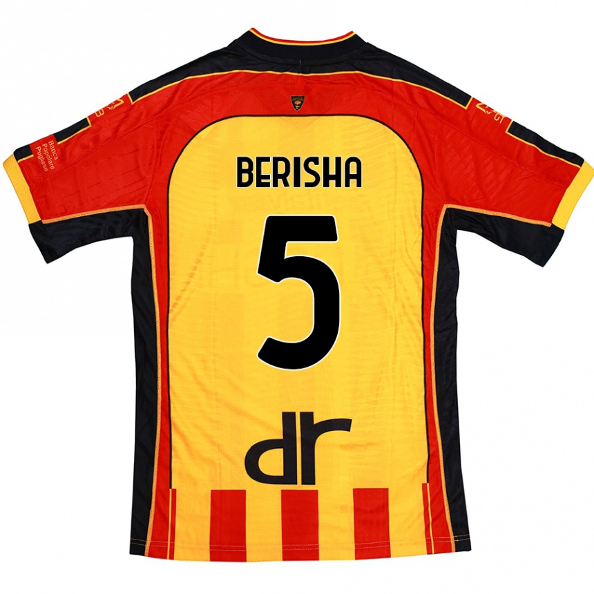 Kids Football Medon Berisha #5 Yellow Red Home Jersey 2024/25 T-Shirt Australia