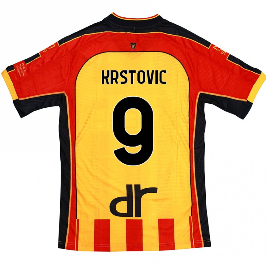 Kids Football Nikola Krstovic #9 Yellow Red Home Jersey 2024/25 T-Shirt Australia