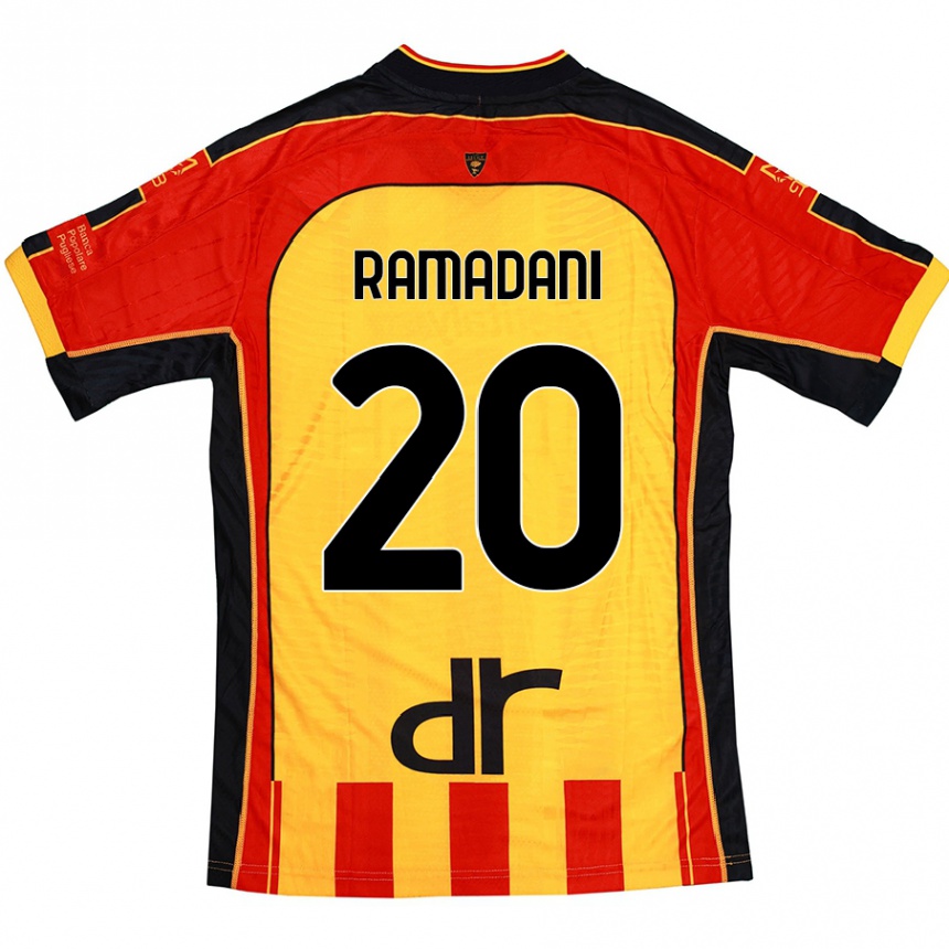 Kids Football Ylber Ramadani #20 Yellow Red Home Jersey 2024/25 T-Shirt Australia