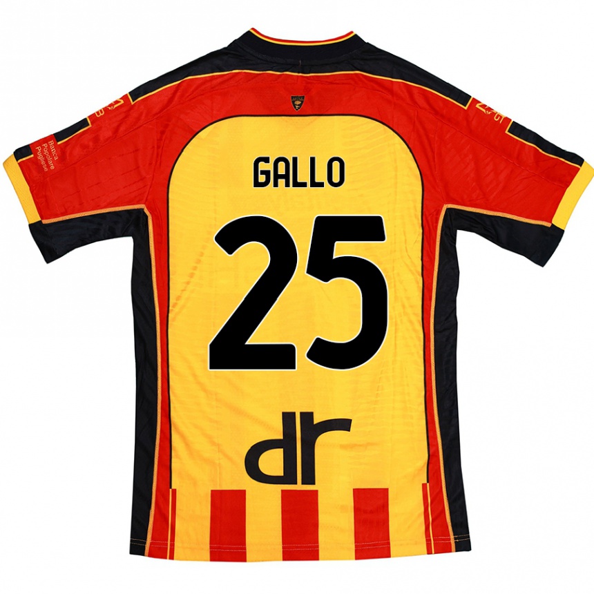 Kids Football Antonino Gallo #25 Yellow Red Home Jersey 2024/25 T-Shirt Australia