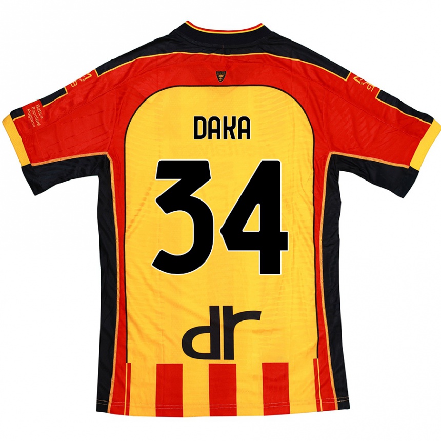 Kids Football Dario Daka #34 Yellow Red Home Jersey 2024/25 T-Shirt Australia